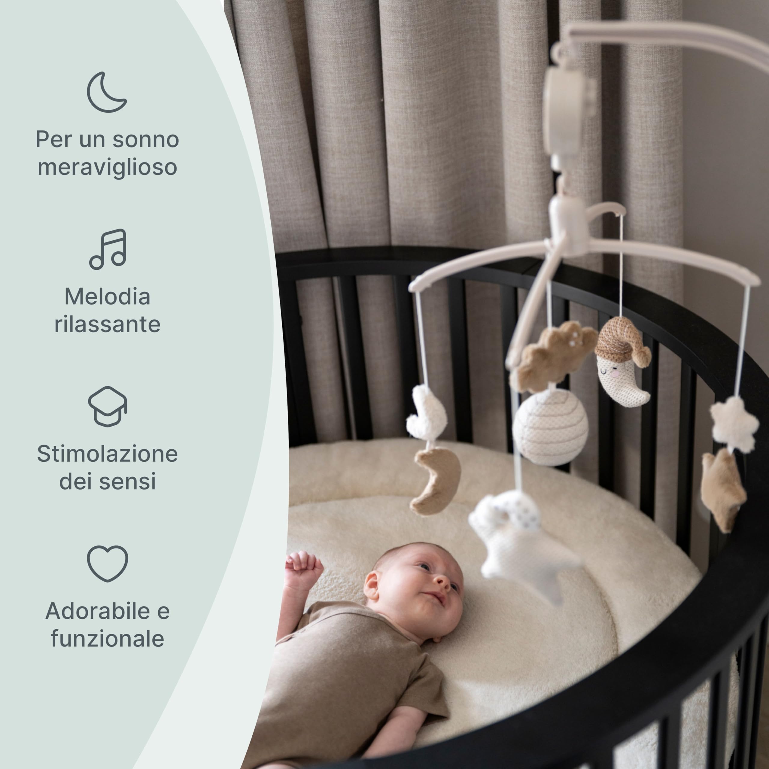 Baby's Only Giostrina musicale Heaven per bebè con figure lavorate a maglia Carillon musica Clay/Warm Linen