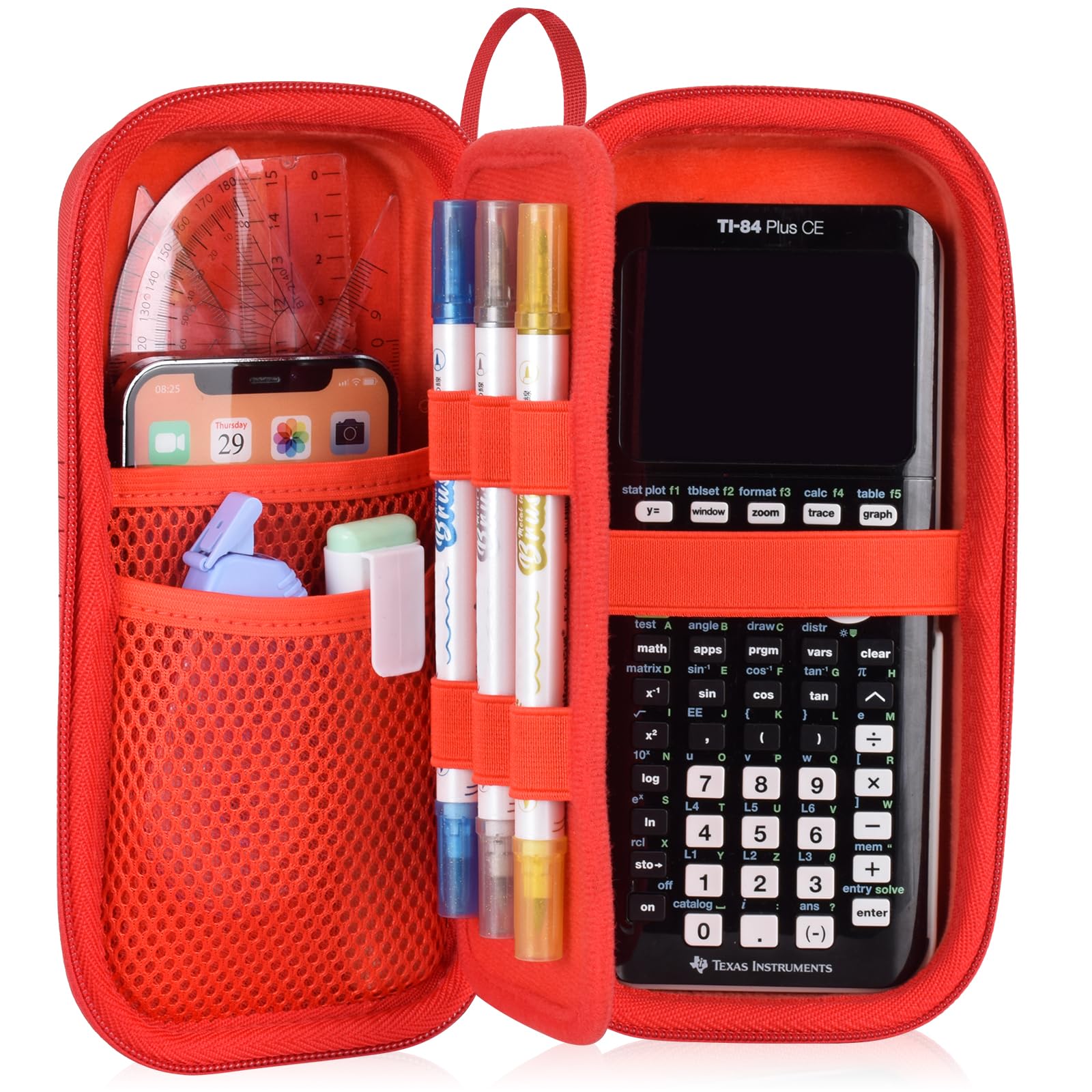 Hard Graphing Calculator Case Compatible with Texas Instruments TI-84 Plus CE/TI-84 Plus/TI-Nspire CX II CAS/TI-Nspire CX II/TI-83 Plus/TI-85/TI-86/TI30xs/TI36X Pro/TI 34 Calculator - Red