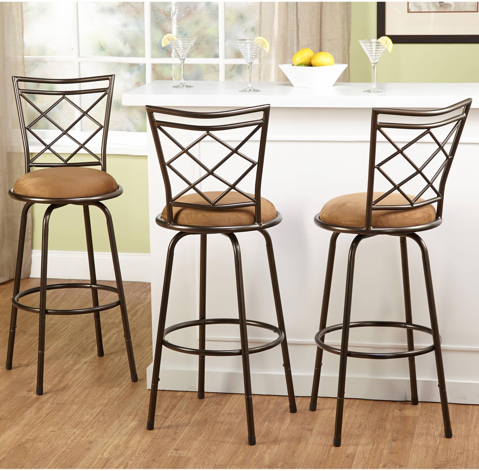 3-Piece Avery Ajustable Height Barstool Metal Barstool(Brown)