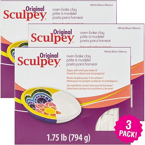 Sculpy Arcilla polimérica Sculpey, blanco, paquete múltiple de 3, paquete de 3