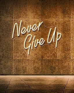 NEVER GIVE UPLED Neon Sign for Wall Decor,Neon Lights Party Decorations, USB Powered Switch Neon Lights lighting adjustable for Office Room, Gym Room, Man Cave, Gamer Room