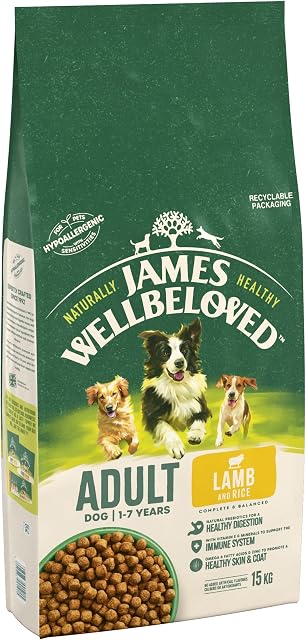 James Wellbeloved Complete Hypoallergenic Adult Dry Dog Food Made With 100% Natural Ingredients, One Source of Animal Protein (Lamb) and Rice, 15 kg ( Packaging May Vary )