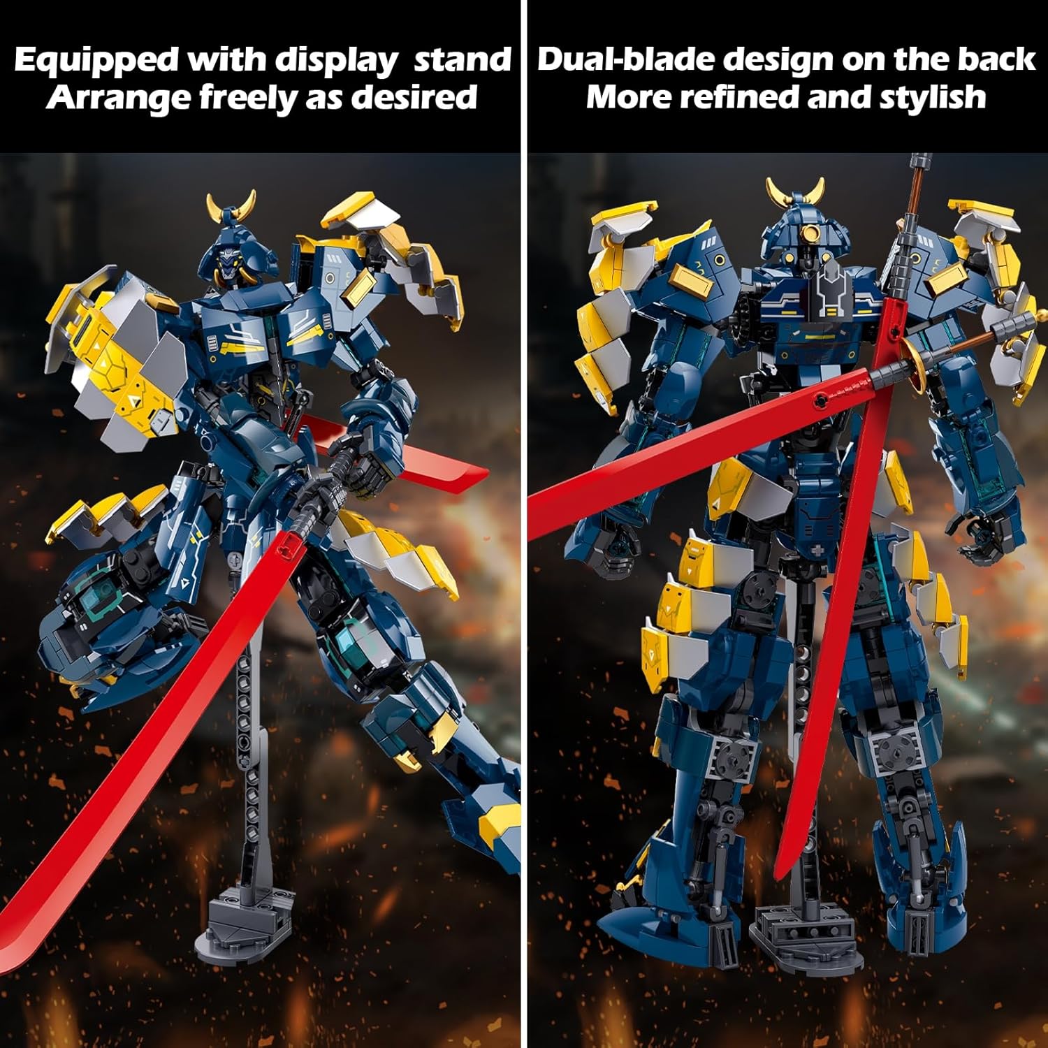HIGH GODO Samurai Mech Warrior Building Set, Double Swords Armor Robot Openable Cockpits Model Kit, Ideas City Justice Hero Soldier Ninja Gift for Adults Teens 14+ (765PCS)