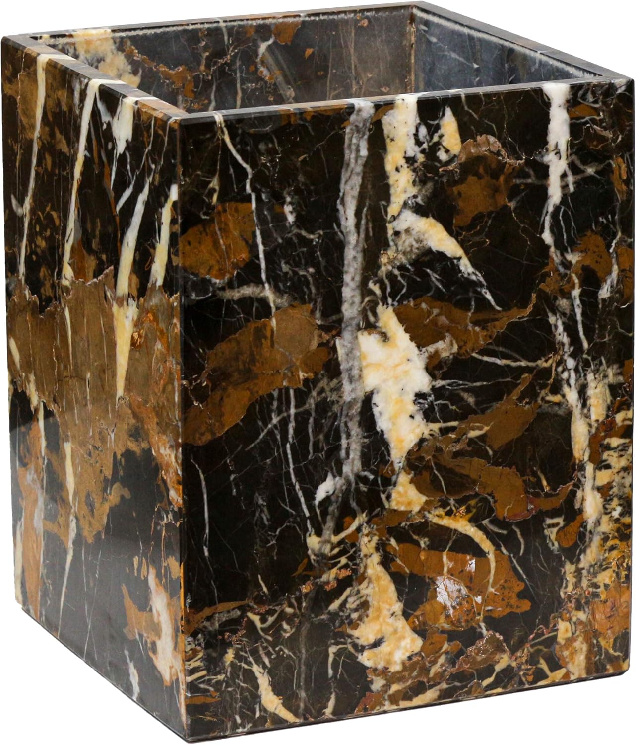 Amazon.com: Polished Marble Wastebasket, Black & Brown Shower and ...