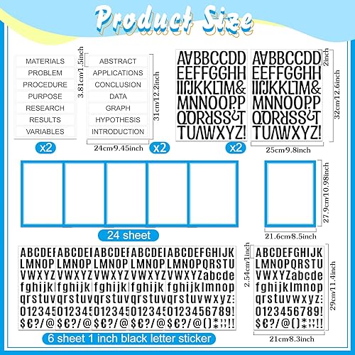 Miniatura 56 de PerKoop 36 hojas de tableros de póster de la feria de ciencias, 24 subtítulos de presentación autoadhesivos, 4 títulos de proyectos de feria