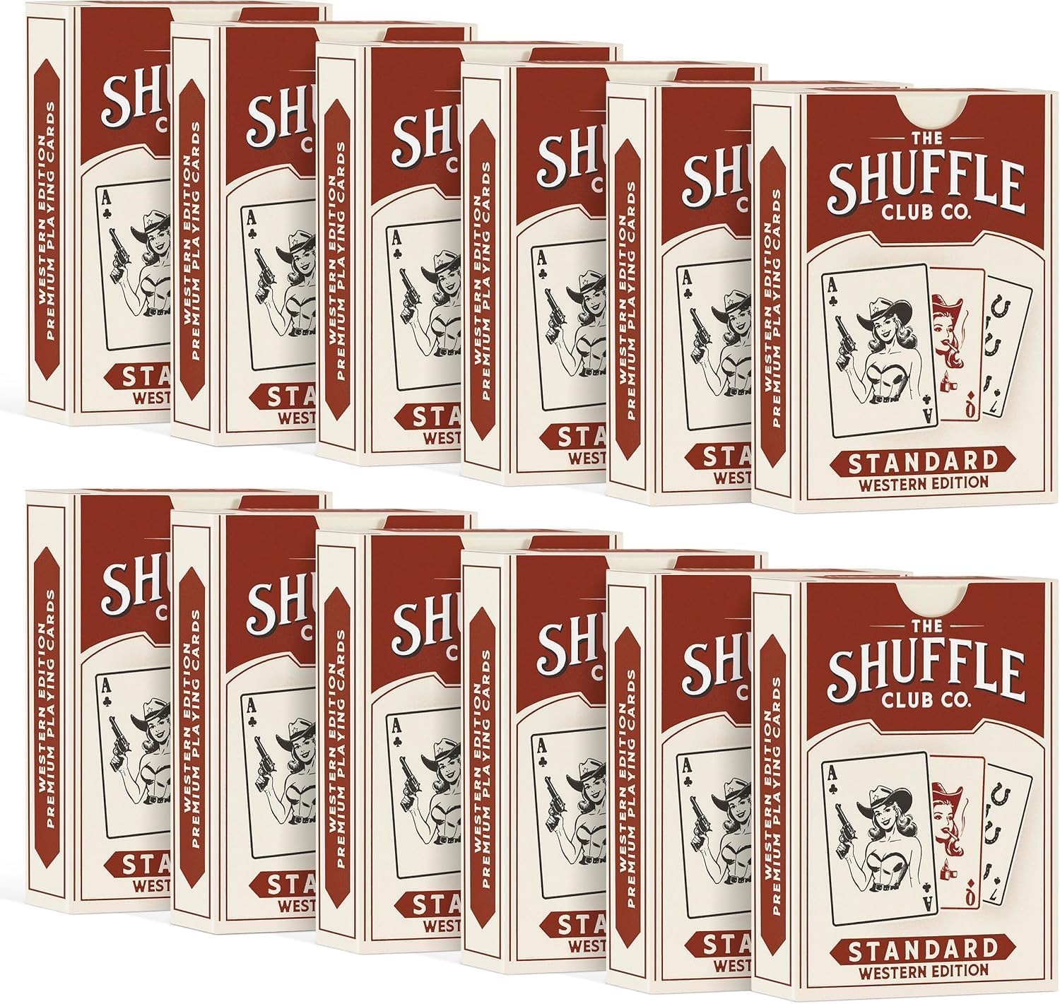 Western Playing Cards – Hand-Illustrated Wild West Deck | Vintage Cowboy Artwork | Premium Poker & Blackjack Cards for Collectors & Gift Giving – Made in the USA (Pack of 12)