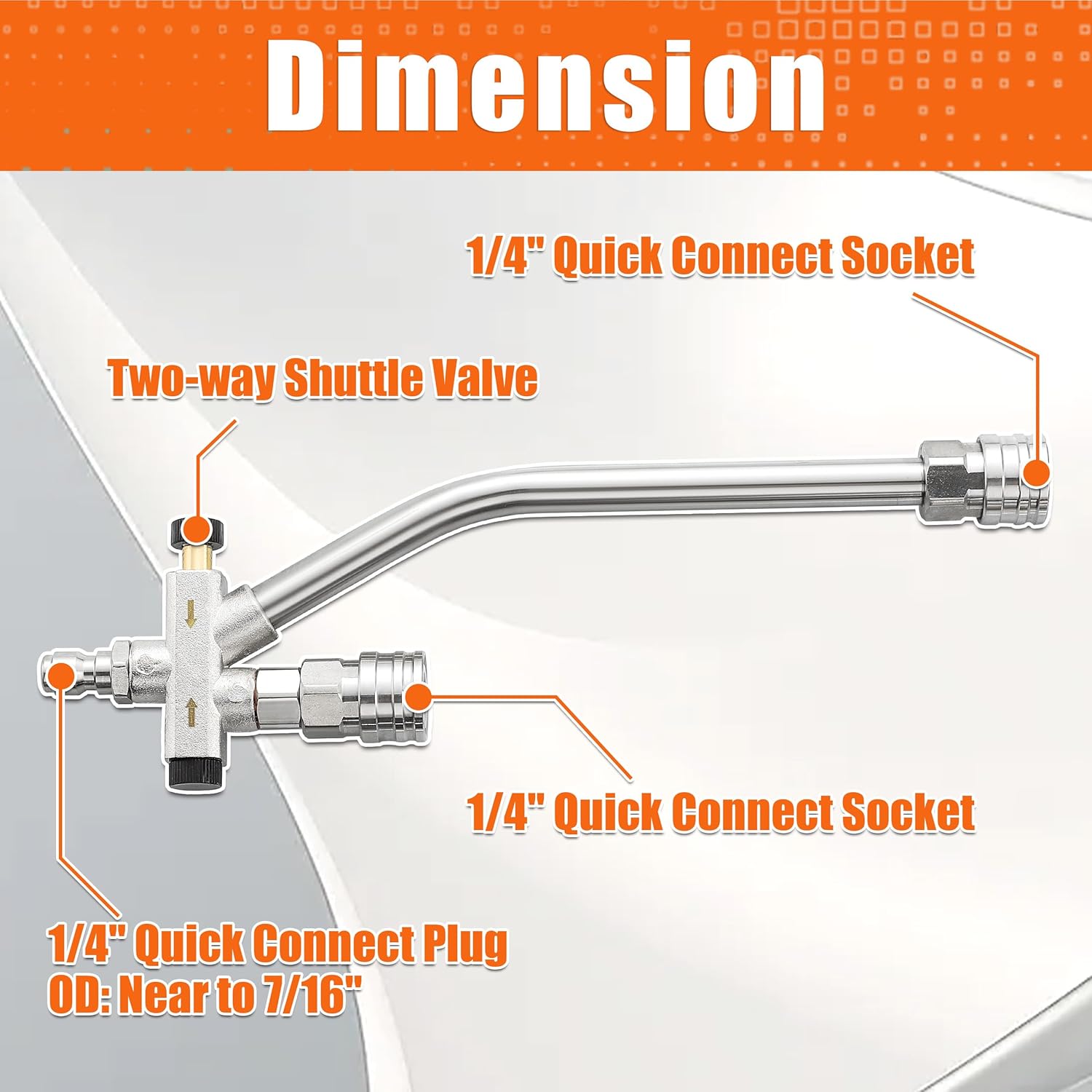 JOEJET Short Pressure Washer Gun with Foam Cannon Dual Connector Accessory, Car Wash Foam Gun with 1/4 Inch Quick Connector, 5 Pressure Washer Nozzle Tips, 1 Liter