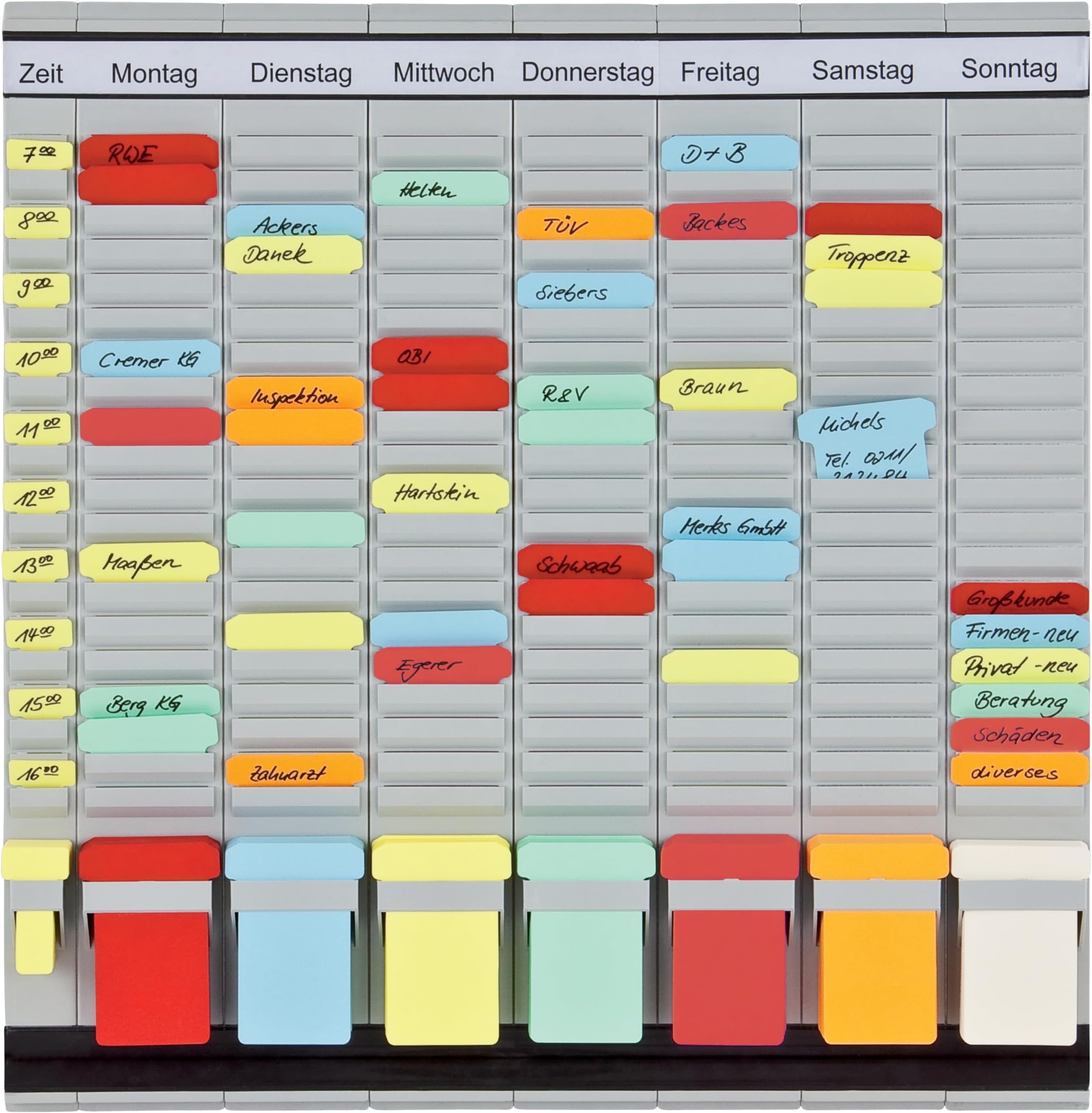 FRANKEN T-Card Board 7 Day Weekly Planner 47.4 x 49 cm 7 Straps + 1 Index 20 Slots PV1020