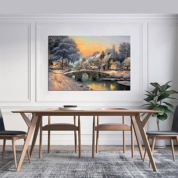 BUUTUUCE Cobblestone Christmas Canvas Art Poster And Wall Art Picture Print Modern Family Bedroom Decor Posters 08x12inch(20x30cm)
