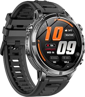 Military Smartwatch for Men, 1400mAh Battery, Bluetooth Call with LED
