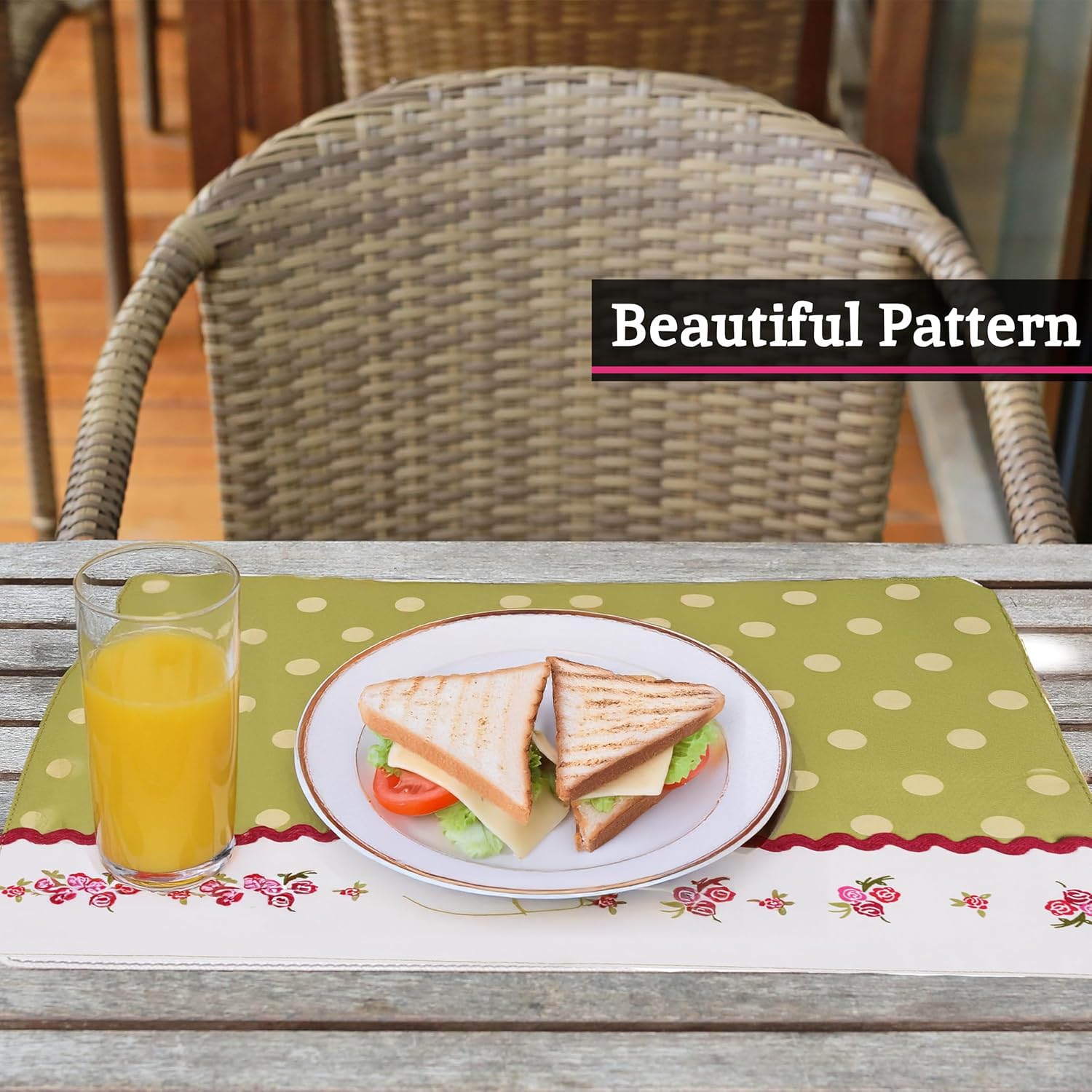 Premier Housewares Set of 4 Place Mats Table Mats Placemats And Coaster Sets 4 with Non Slip Mat Outdoor Placemats 1h x 41w cm x 30d
