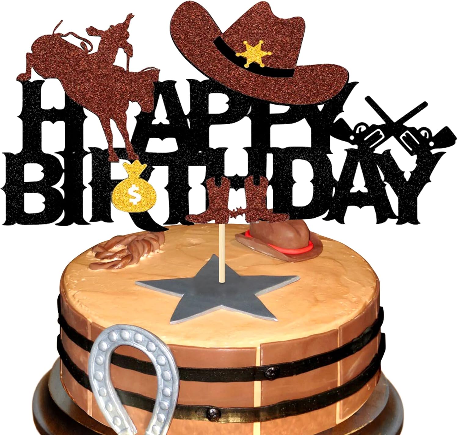 JeVenis Cowboy Birthday Party Supplies Western Birthday Cake Topper