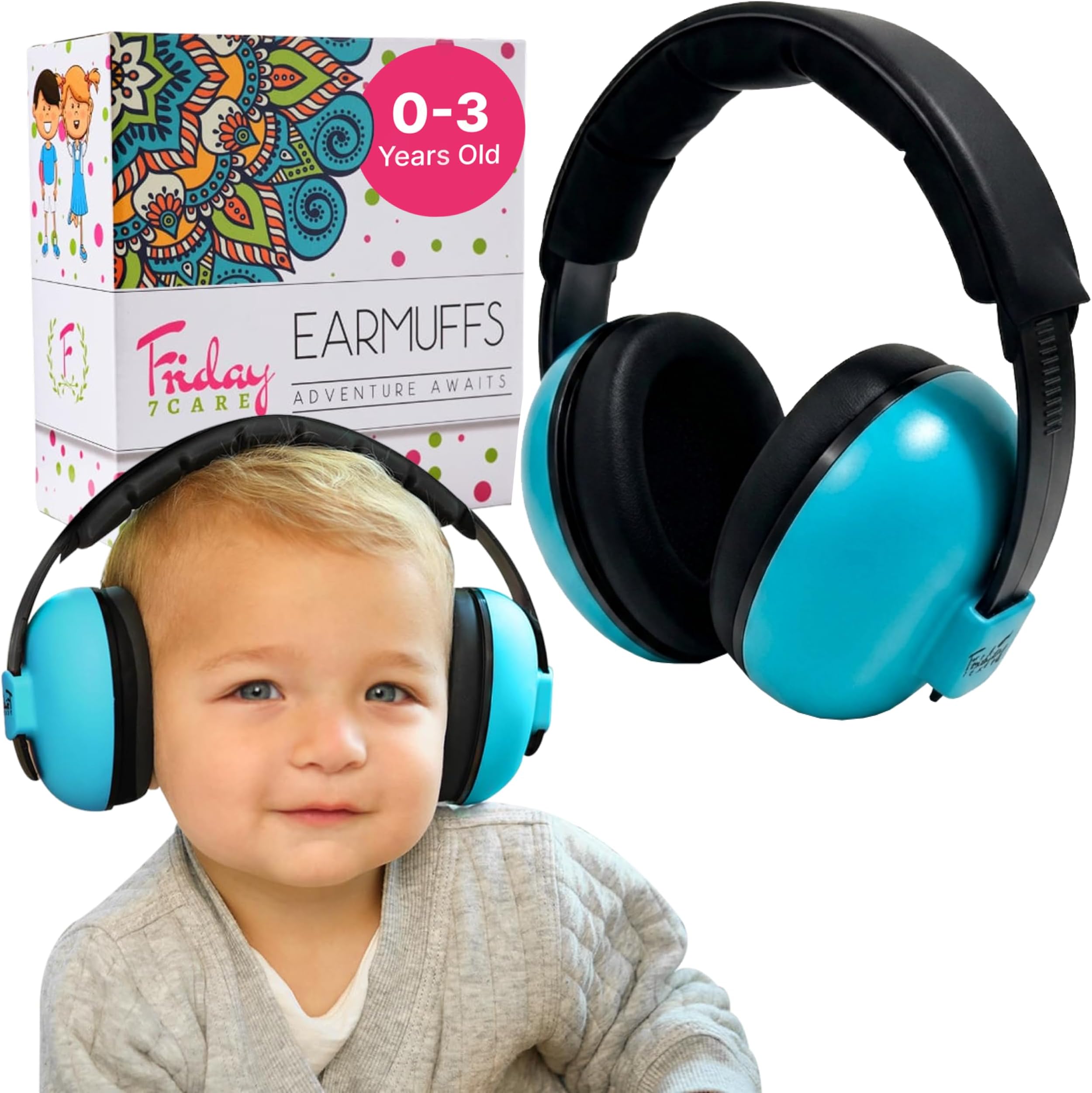 Baby Headphones - Baby Ear Protection, Noise Cancelling Headphones with Adjustable Headband for Ages 0-3 Years, Blue