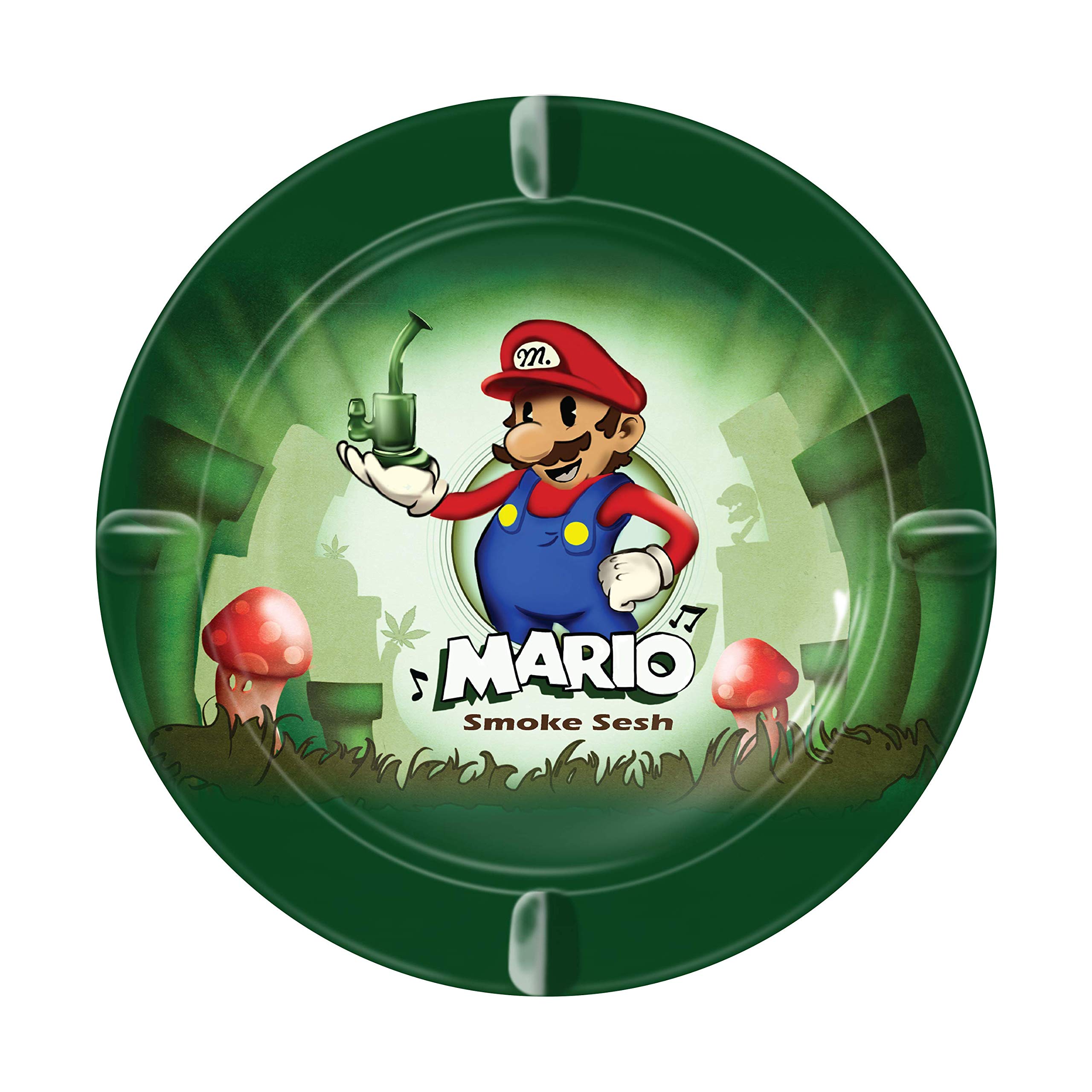 V Syndicate Metal Ashtray 5.5"L x 5.5"W x 1"H - Full Color, High Definition, Easy to Clean, Discreet Packaging - Multiple Designs for Every Smoker - Perfect for On-the-Go Use (Mario Smoke Sesh)