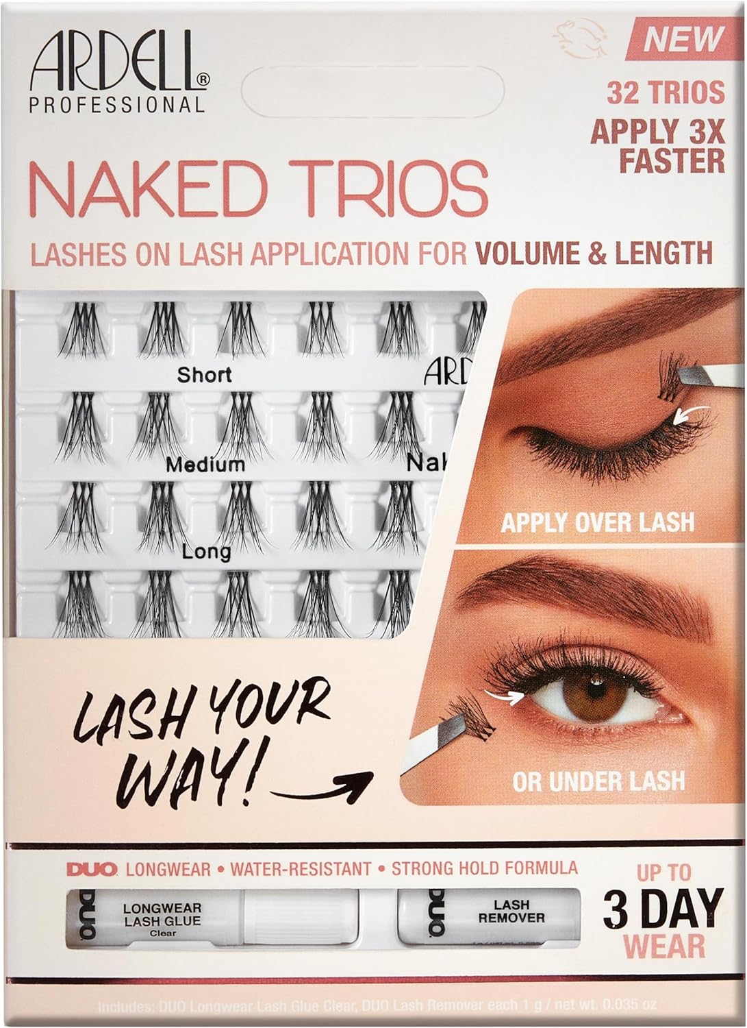 Ardell Naked Lashes Trios Kit, 32 Trios, 1 pack