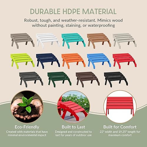 Vista 101 de WestinTrends Otomana para exteriores, reposapiés otomano Adirondack para patio, taburete de madera de polietileno para todo tipo de clima