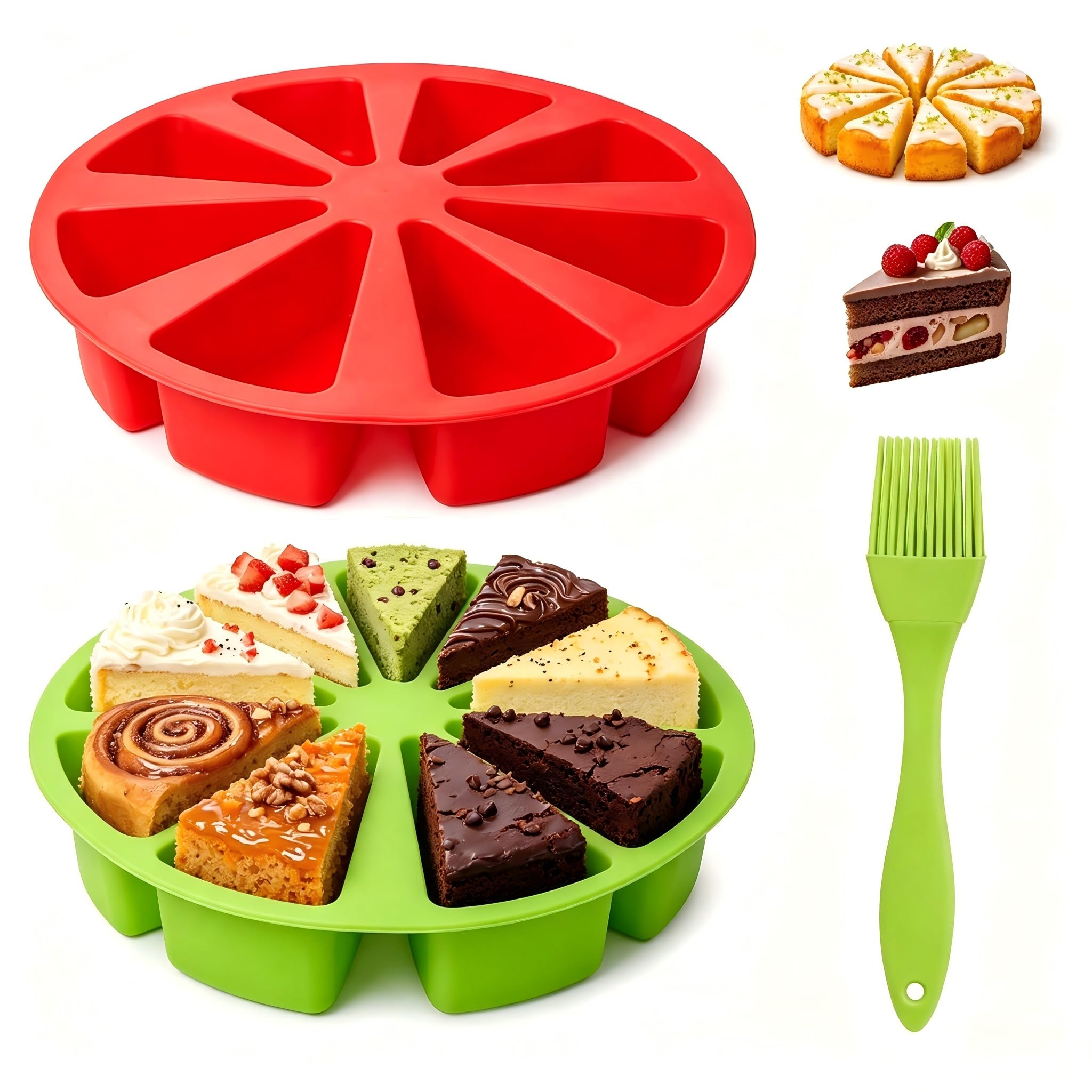 GMBANK 2PCS Silicone Baking Moulds, 8 Cavities Silicone Cake Moulds