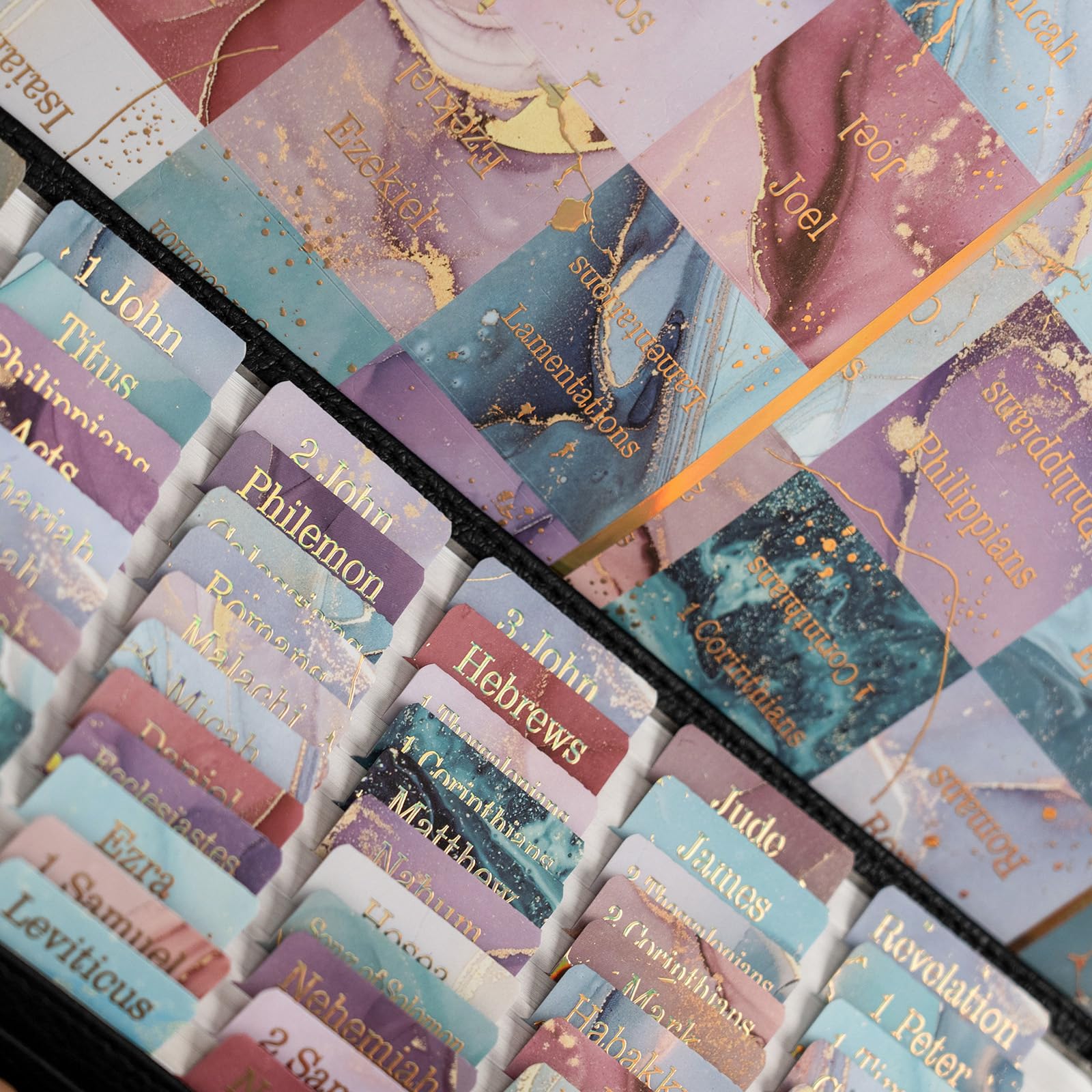 UPAFEXXI-Laminated Bible Tabs (Gold Foil Embossed Lettering), Bible Tabs for Women and Men, Reposition Large Print Stickers, Easy to Read and Apply, 80 Chapters Labels for Easy Navigation