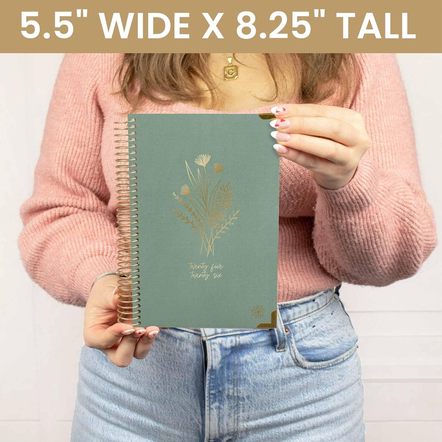 bloom daily planners HARDCOVER 2025-2026 Academic Year Planner (July 2025 - July 2026) - A5 Task Goal Organizer - Aesthetic Monthly & Weekly Inspirational Agenda Book - 5.5" x 8.25" - Green Linen image 6 of 9 B0DG9Y44D3