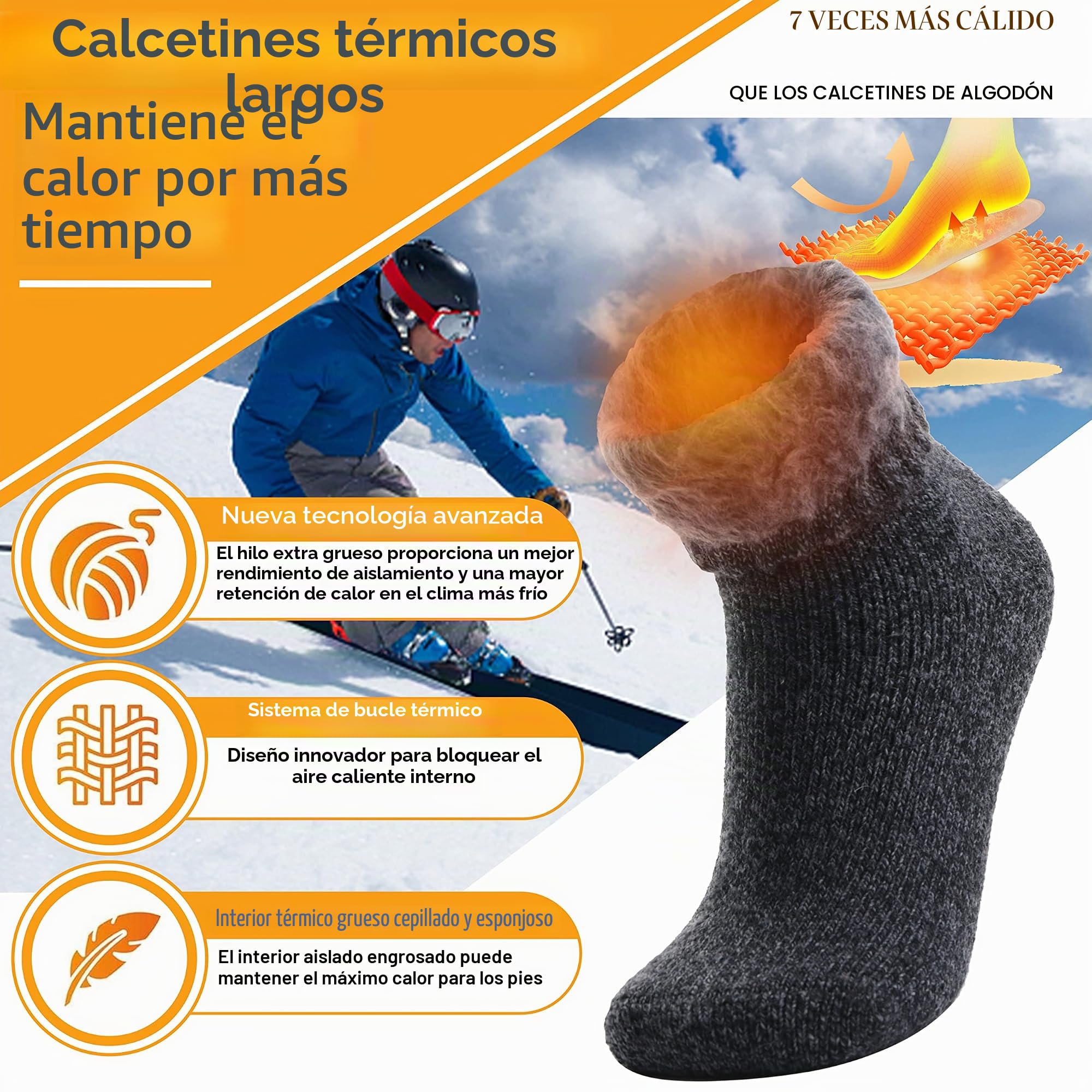 Welwoos 3 Pares Calcetines Termicos Frio Extremo Calefactables para Mujer Hombre, Calcetines Calefactables Invierno Termicos para Esquí Deporte