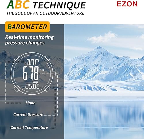 Vista 4 de EZON H001 Military Digital Watch for Men, Tactical Outdoor Adventure Watch with Altimeter, Barometer, Compass, Thermometer, SunriseSunset, Timer
