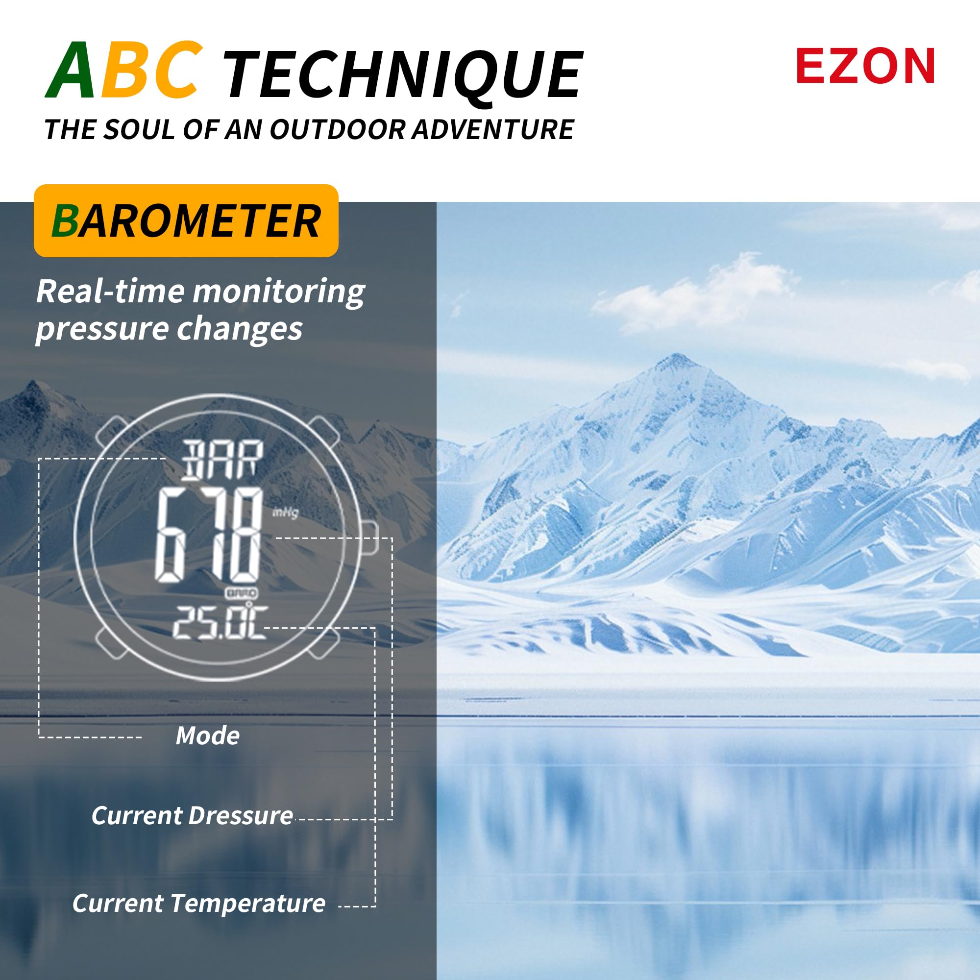 EZON H001 Orologio digitale militare da uomo, orologio tattico per attività all'aria aperta, con altimetro, barometro, bussola, termometro, alba/tramonto, timer, ideale per escursionismo, trekking e