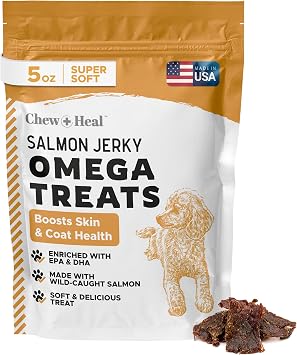 Omega Salmon Jerky Dog Treats 5 oz - High Protein Salmon Dog Treats