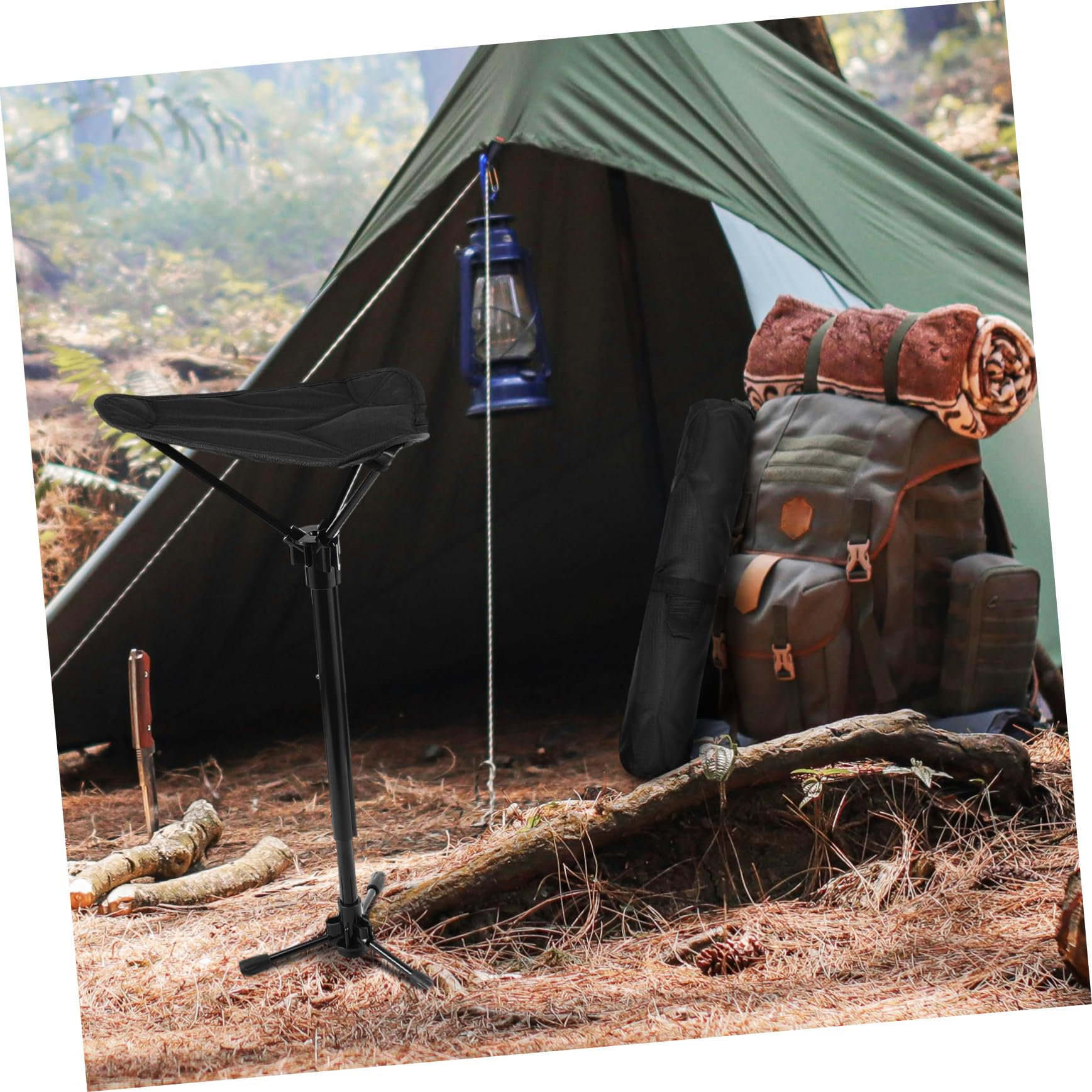 POPETPOP Outdoor Folding Stool Folding Fishing Chair Portable Seat Lightweight Foldable Camping Stool Outdoor Garden Chairs Foldable Seating Aluminum Alloy Black