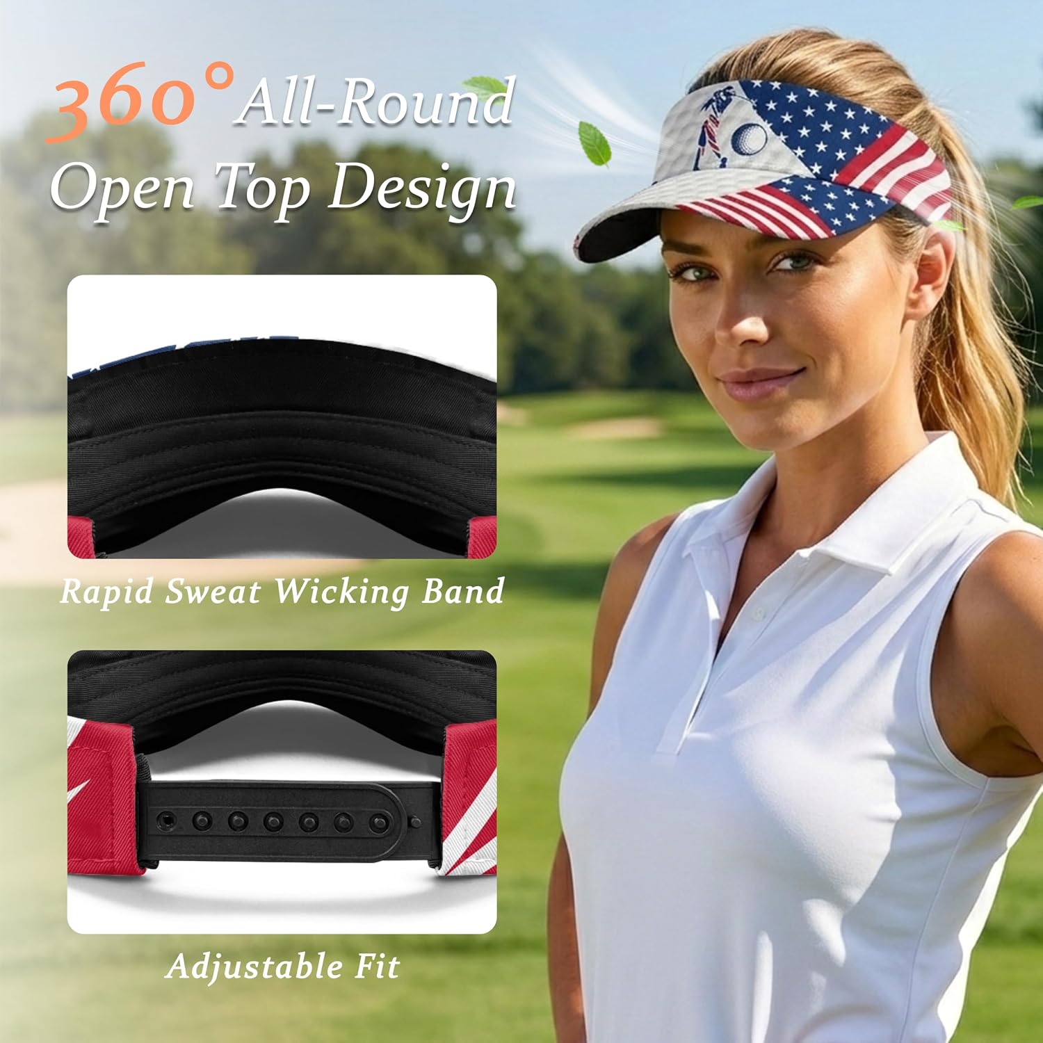 Women's Golf Visor Adjustable Structured Curved Brim Sun Hat image 3
