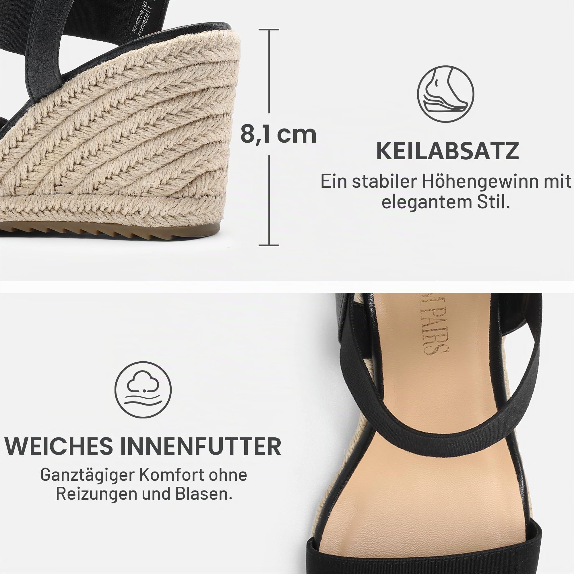DREAM PAIRS Damen Keilsandalen Wedge Sandals Open Toe Ankle Strap Espadrilles Sandaletten Keilabsatz Sommer