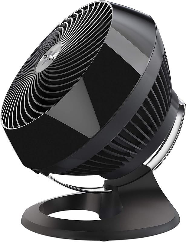660 Ventilador de circulación de aire grande, 4 velocidades, inclinación ajustable, negro | Circulador de aire para toda la habitación, barra de deslizamiento cromada, enfriamiento silencioso para dormitorio, oficina, dormitorio