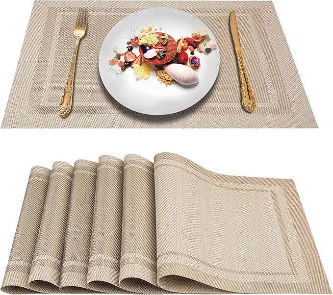 Artand Placemats, HeatResistant Placemats Stain Resistant AntiSkid Washable PVC Table Mats