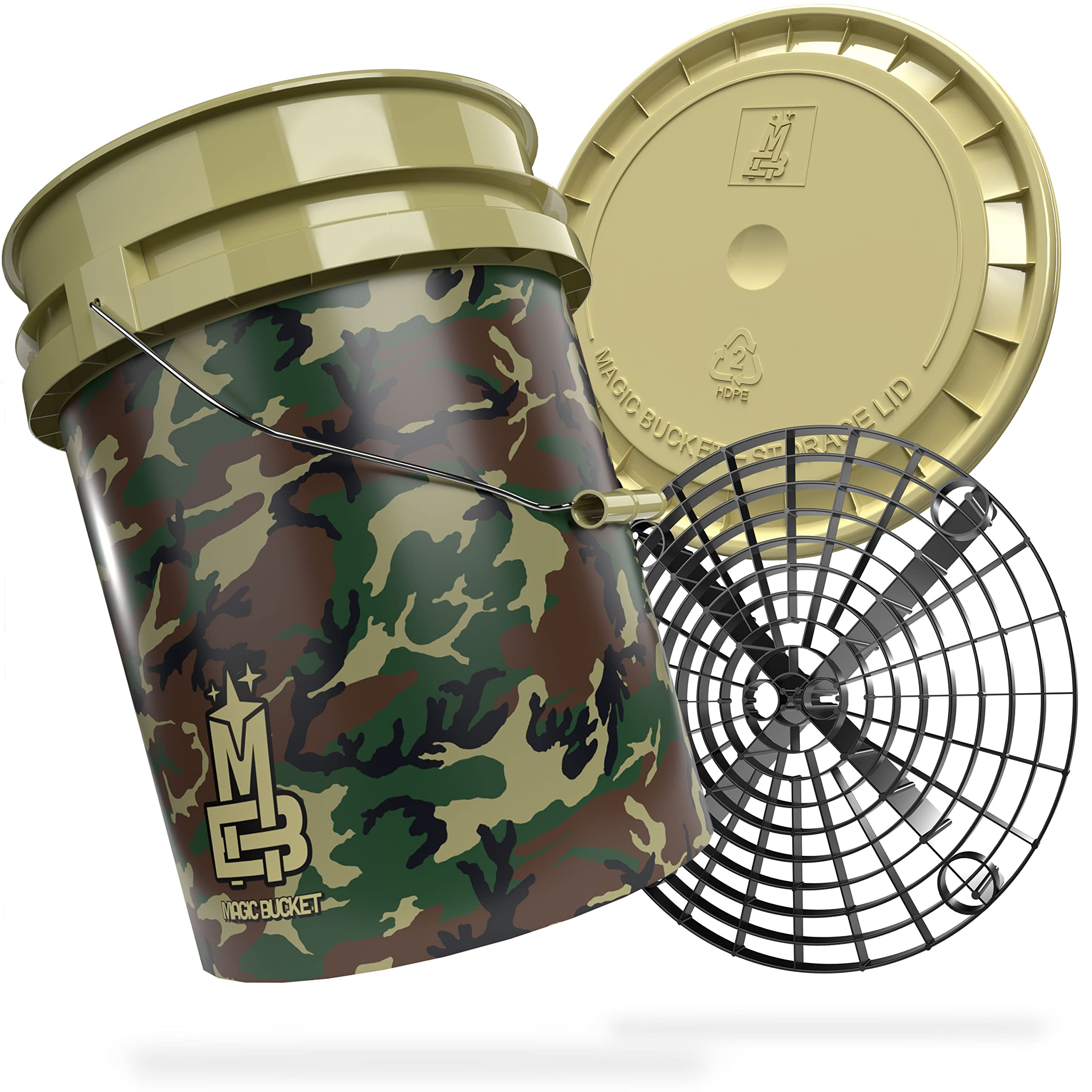 Magic Bucket | Paquete de Lavado a Mano | Cubo de Lavado con Tapa de Cubo a Juego 5 US GALLONS Aprox. 20 litros | con Inserto de Cubo Grit Guard Colador de Suciedad | Set de Lavado
