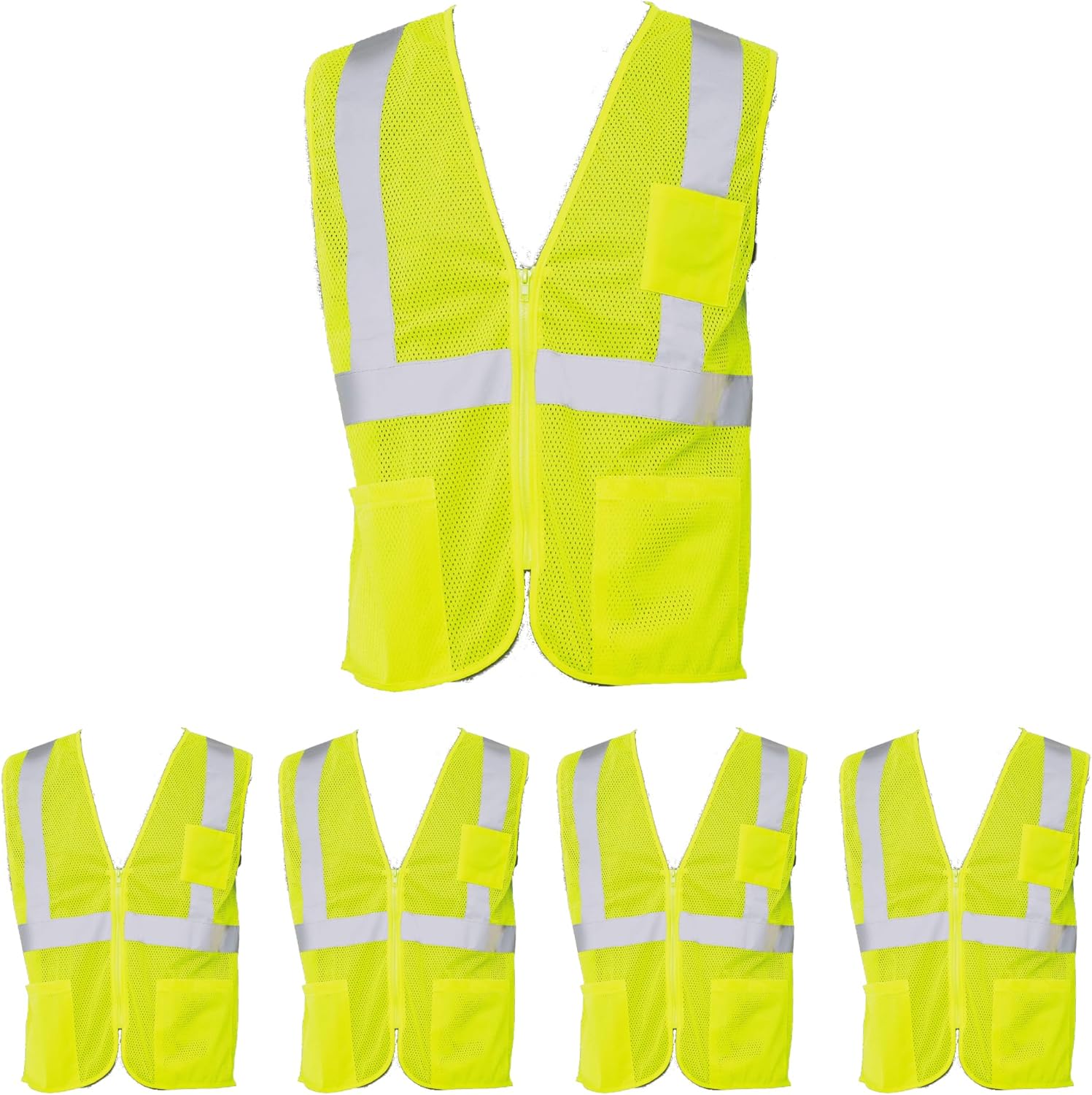 ATERET Reflective High Visibility Safety Vest, Class 2 Type R, 5 Pack I Compliance with ANSI/ISEA 107-2015
