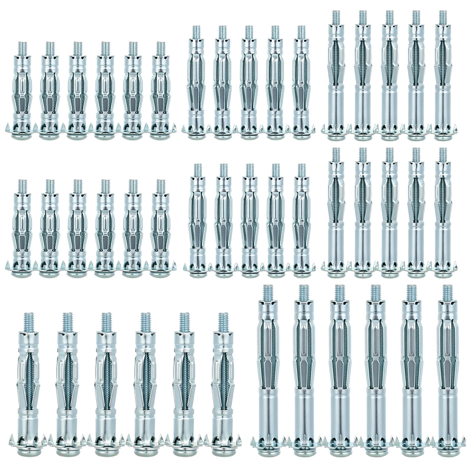 TQIOQIY 44 Pcs Hollow Wall Anchors Set, 5 Sizes M4 M5 Heavy Duty Metal Cavity Fixings for Plasterboard Drywall Concrete Brick Wood