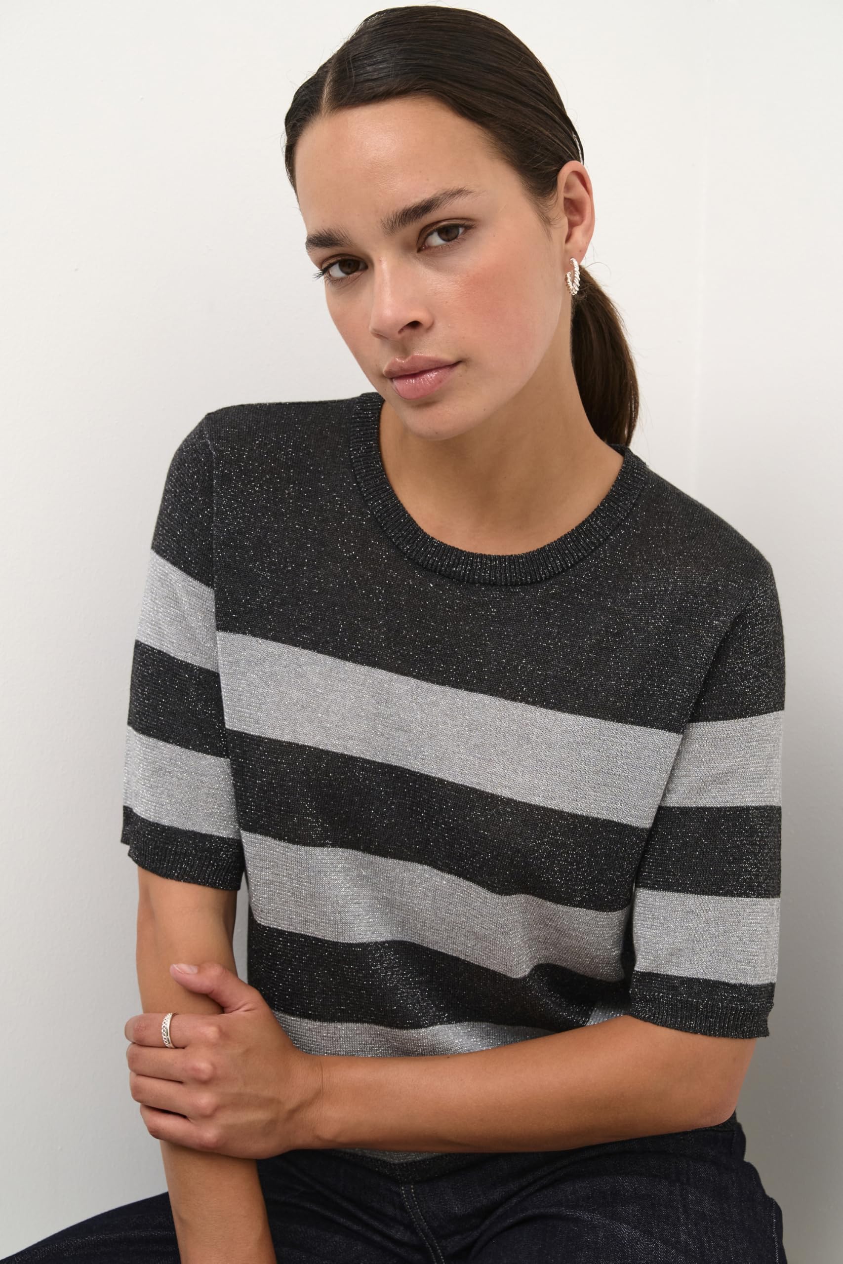 KAFFE Damen Strickpullover KAankra Kurzarm
