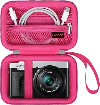 Canboc Carrying Case for Panasonic LUMIX ZS99/ TZ99/ ZS300/ LX10/ ZS80/ ZS100/ ZS70/ ZS200 Point and Shoot Camera, Zipper Mesh Pocket fits USB Cable, Batteries, Rosered Case Only