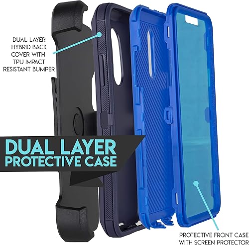 Miniatura 2 de Funda para LG Stylo 5 (2019), serie Armor con protector de pantalla integrado, resistente funda resistente de cuerpo completo clip giratorio para