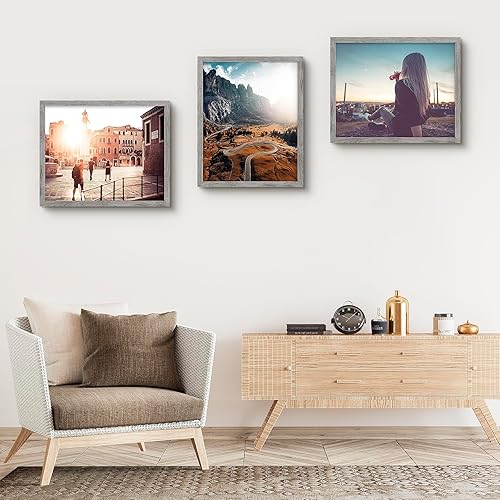 Vista 411 de Frametory, Portarretratos negro de 16 x 20 pulgadas, para fotos de 11 x 14 pulgadas con paspartú, molduras anchas (16 x 20 pulgadas, negro)