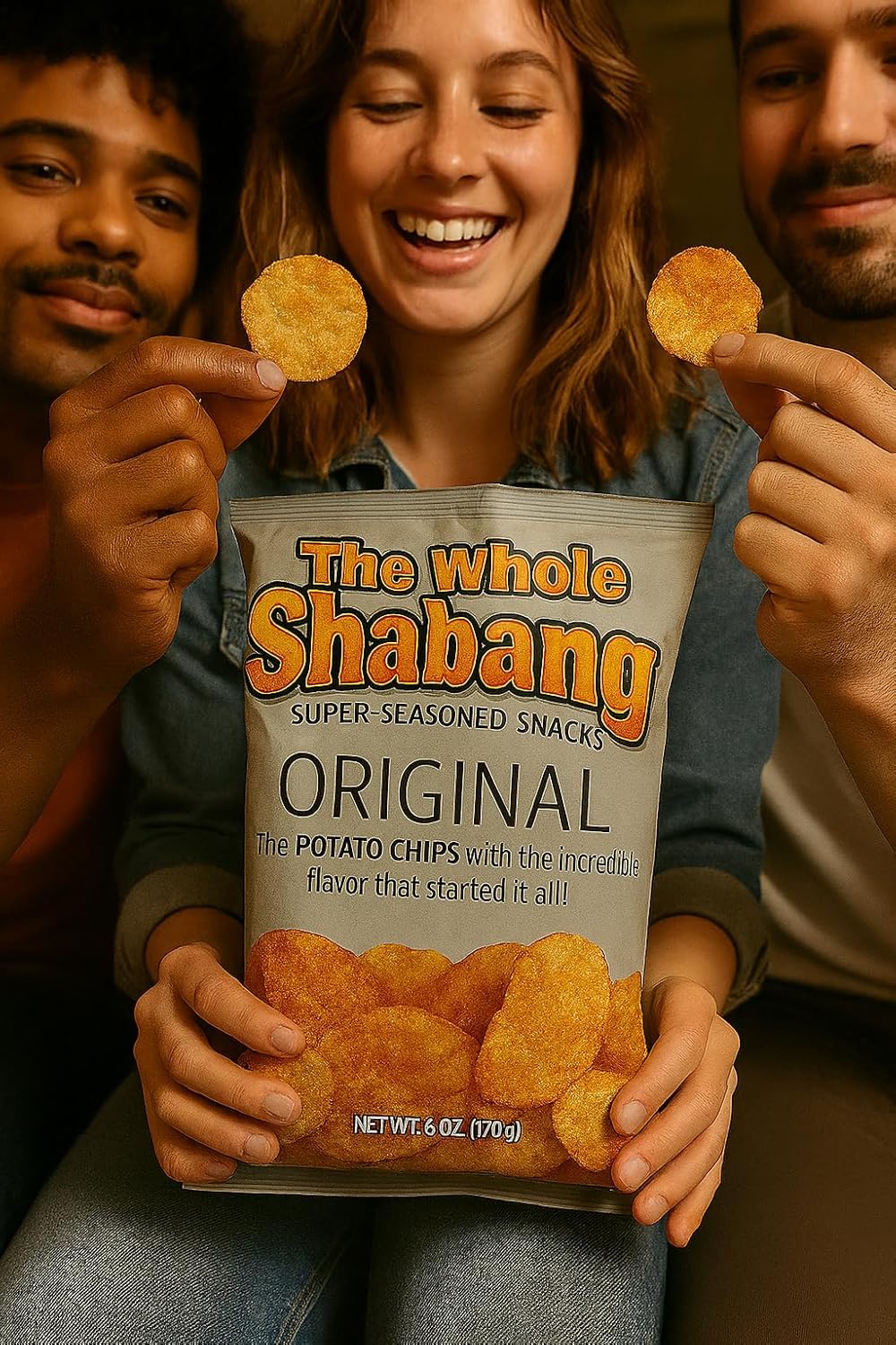 The Whole Shabang Chips by Moon Lodge – Bold Original and Extreme Flavors Whole Shabang Potato Chips – Rippled Savory Shabangs for Adults – Gluten Free Food Snack Pack (6 oz Bags, 4 Pack) Bundle