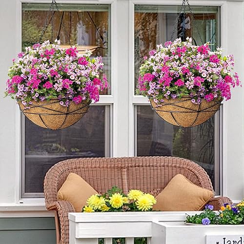 Miniatura 6 de Karlliu Forro de fibra de coco natural de 18 pulgadas para macetas colgantes, revestimientos redondos de repuesto de coco para cesta de flores,