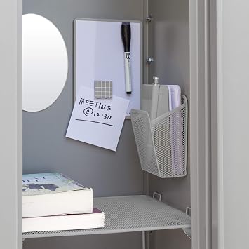 U Brands Locker Organizer and Decorating Kit, Back to School Essentials, Grey, 11-Piece, Includes Shelf, Whiteboard, and Other Accessories