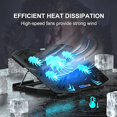 Miniatura 3 de TopMate Almohadilla de refrigeración C5 para computadora portátil, enfriador para computadora portátil, soporte de enfriamiento de altura ajustable