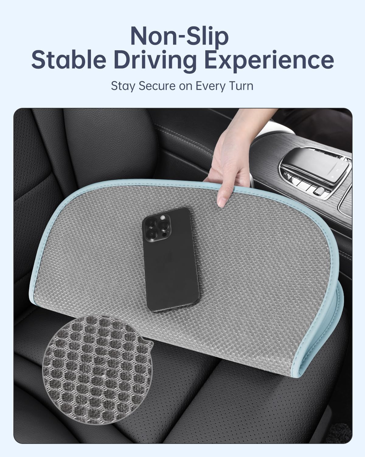Thin Dual-Gel Car Seat Cushion, Lightweight Breathable Cooling Seat Pad, 2-Piece Flexible Non-Slip Cushion for Daily Driving, Universal Car & Office Chair Use, Blue image 5