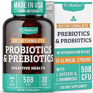 Prebiotics and Probiotics: Lactobacillus Gasseri, Lactobacillus Rhamnosus, Plantarum, Casei, Bifidobacterium longum, lactis, infantis. Probiotic Prebiotic, Pre and Probiotics for Digestive Health.