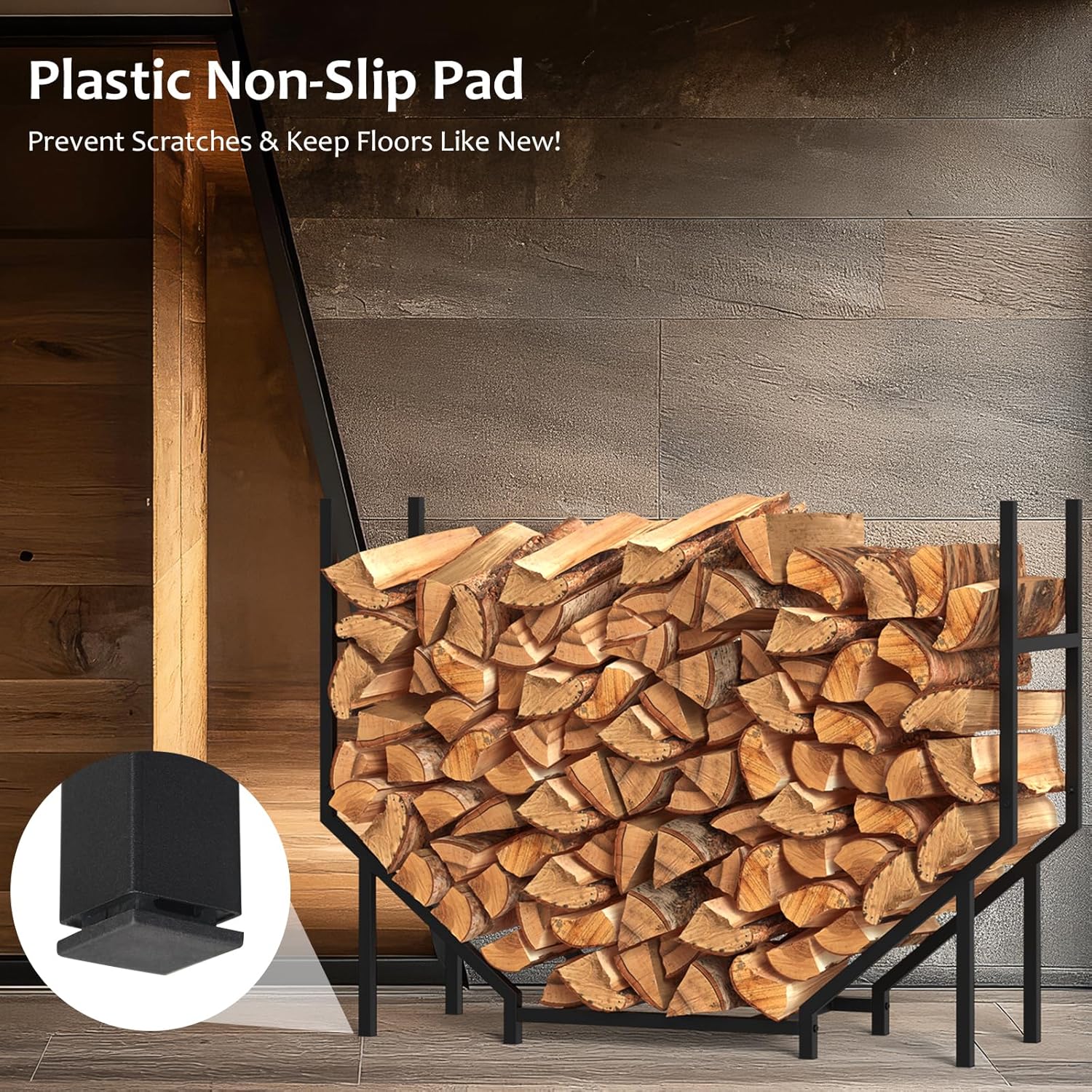CADUKE 3.2ft Firewood Rack Indoor, Log Holder with 500 LBS Capacity for Fireplace & Backyard Fire Pit, Heavy Duty Metal Wood Racks Outdoor for Firewood