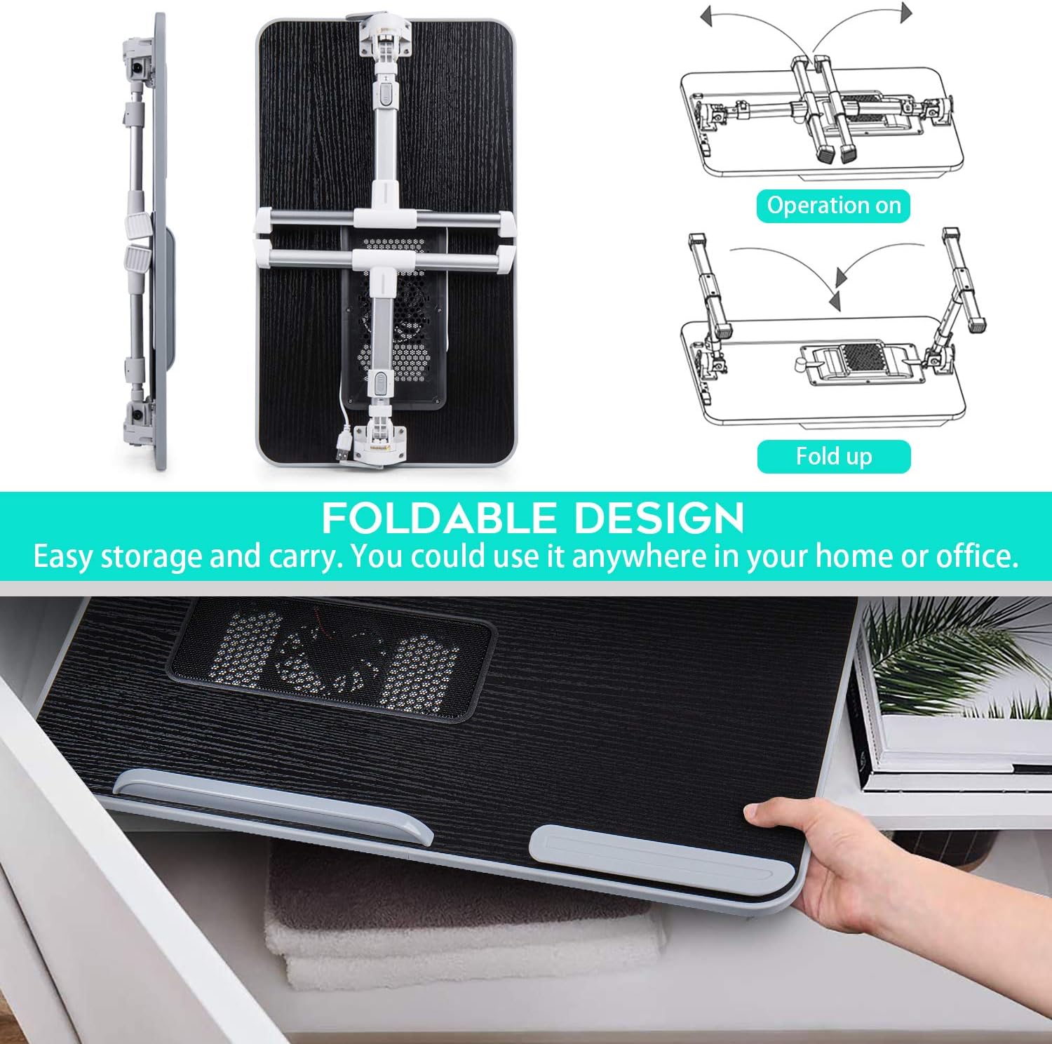 Get Discount Offer Laptop Table Stand Desk, iSeekerkit Adjustable Laptop Bed Tray Table, Portable Stand Desk with Cooling Fan, Foldable Lap Table Tiltable Notebook Desk Compatible for Bed Sofa Couch Floor -Black Buy 1 get 1 Laptop Table Stand Desk, iSeekerkit Adjustable Laptop Bed Tray Table, Portable Stand Desk with Cooling Fan, Foldable Lap Table Tiltable Notebook Desk Compatible for Bed Sofa Couch Floor -Black