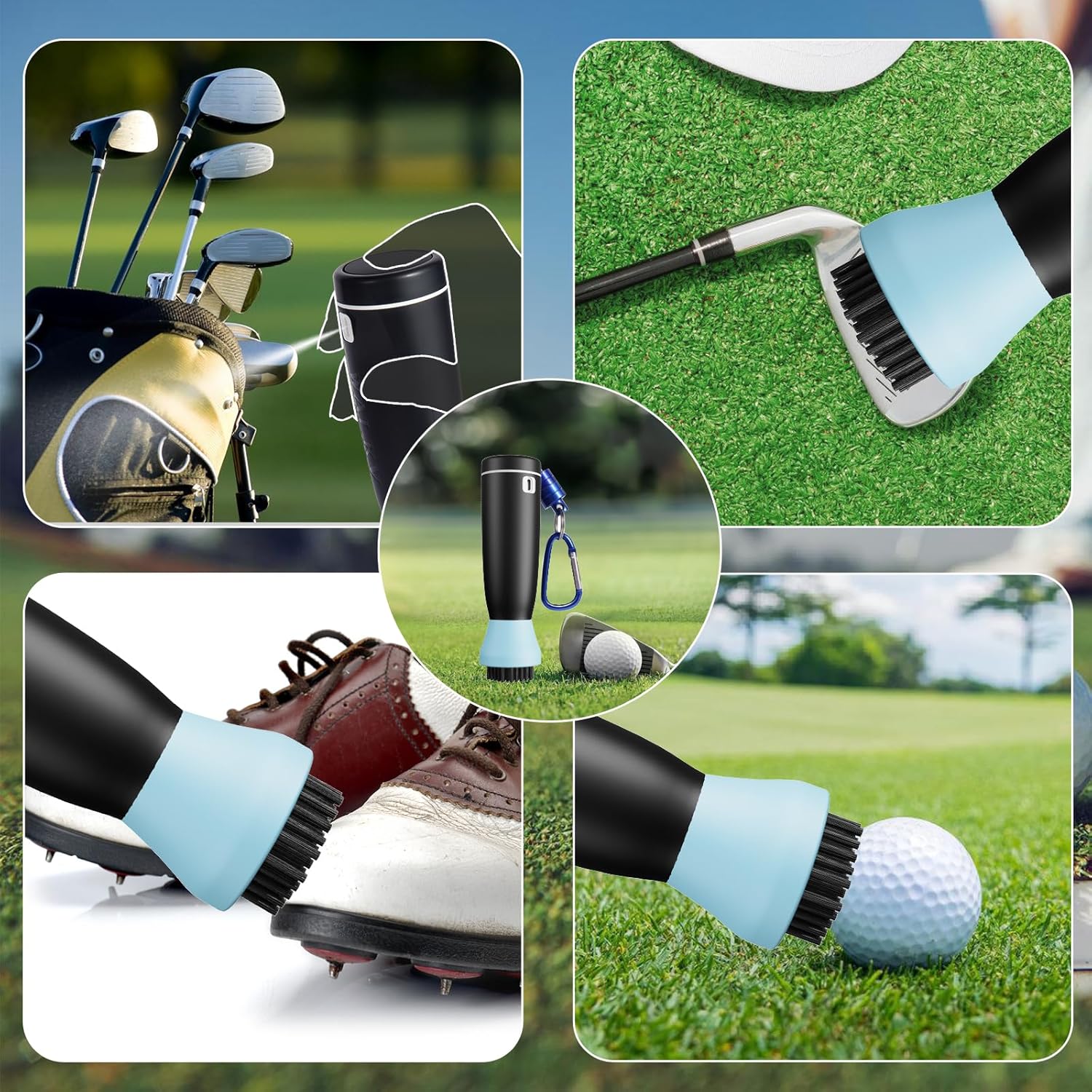 Golf Club Brush Cleaner with Water Spray, 45 Nylon Bristles, Magnetic Hook, 16.4ft Spray Range - Image 7