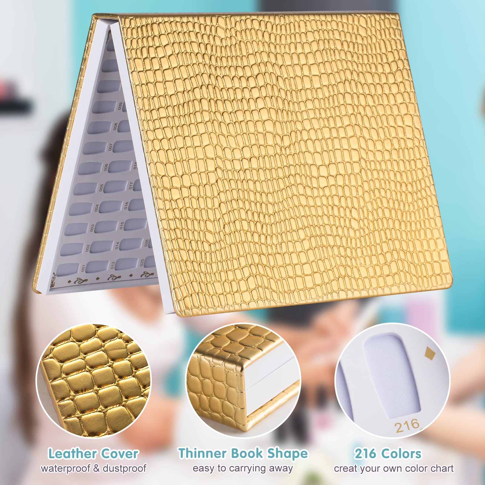 Amazon.com : Acycoin2A Professional 216 Nail Colors Chart (Gold