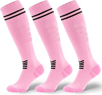 XZQTIVE 3 Pack Soccer Socks Football Socks for Kids Youth Adult Over the Calf Athletic Sport Baseball Softball Socks